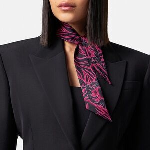 VERSACE Orchid Print Silk Skinny Scarf, NEW w/Tag